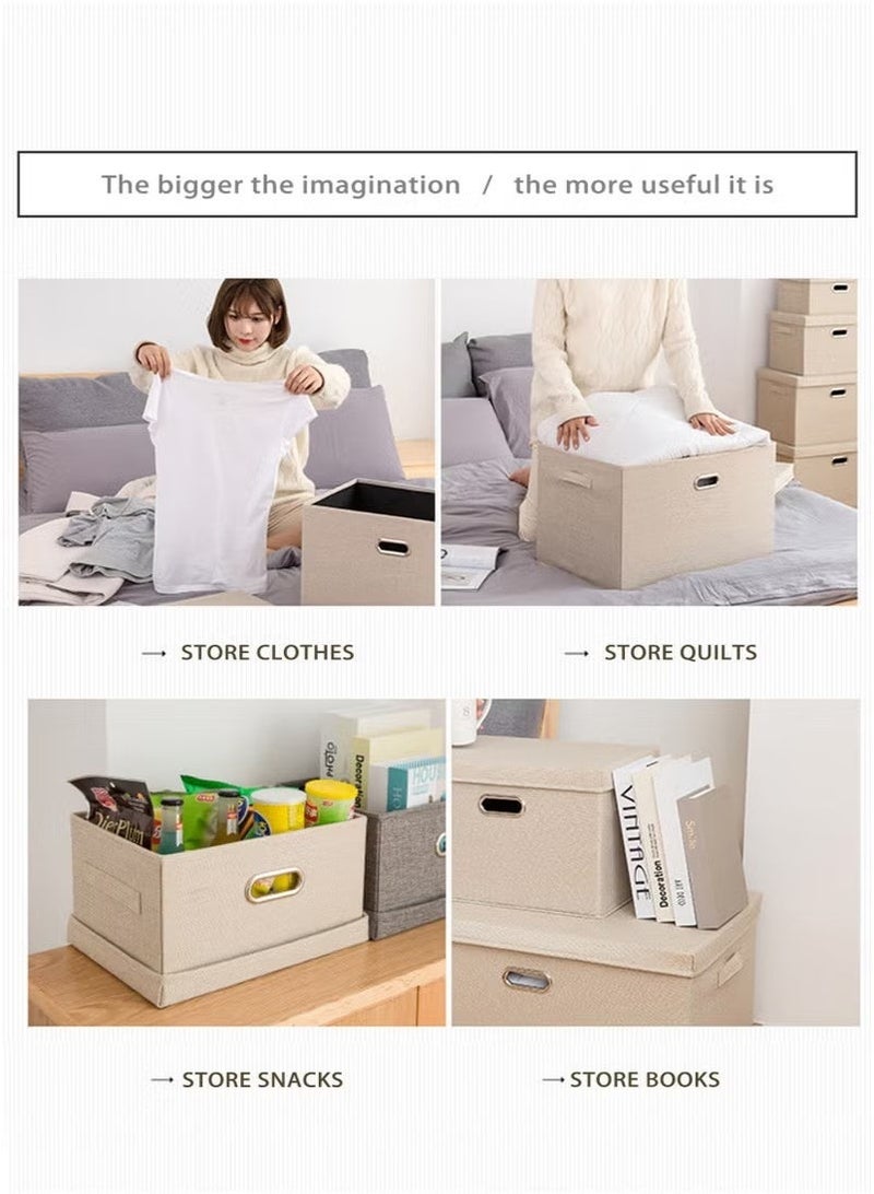 NIBEMINENT 2- Piece 54.25 L Cube Boxes With Handles To Store And Organize Clothes Games Books Toys Washable Foldable Removable Lid For Home Office - Image 3